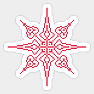 Pixel Red Holiday Snowflake Sticker